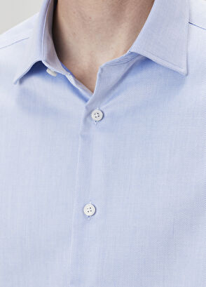 Beymen Club Comfort Fit Koyu Mavi Armürlü Non-iron Gömlek - 7