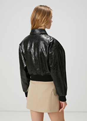 Beymen Club Black Leather Bomber Jacket - 5