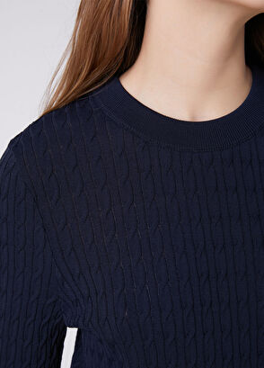 Beymen Club Navy Blue Basic Cable Knit Sweater - 5