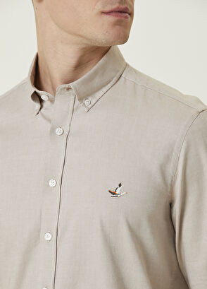 Beymen Club Slim Fit Beige Oxford Shirt - 6