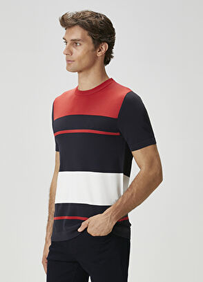 Beymen Club Lacivert Colorblocked Kısa Kollu Kazak - 4