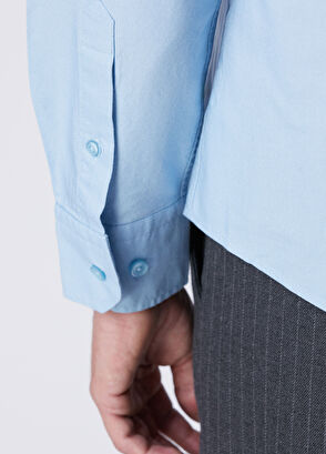 Beymen Club Açık Mavi Parça Boya Comfort Fit Oxford Gömlek - 7