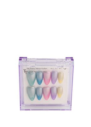 Takma Takma Uzun Badem 10'lu Renkli Protez Takma Tırnak TT1411 - 4