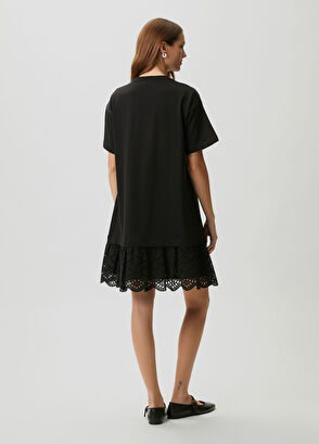 Beymen Club Black Embroidered Crystal Logo Mini Dress - 4