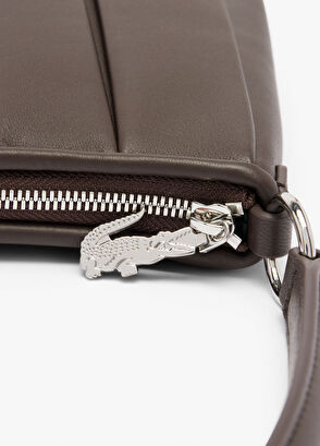 Lacoste Lenglen Dark Brown Leather Medium Women's Shoulder Bag - 6