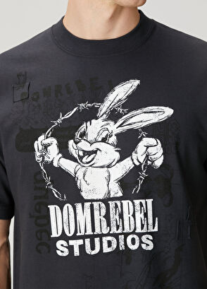 Domrebel Bunwire Black Printed Logo Detailed T-Shirt - 5