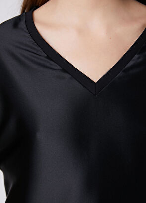 Beymen Club Black Silk T-Shirt - 7
