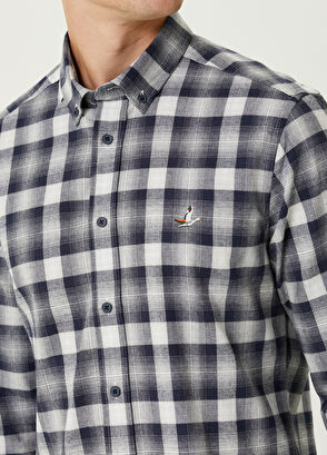 Beymen Club Comfort Fit Lacivert Ekose Gömlek - 6