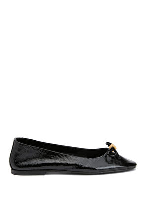 Beymen Club Black Logo Accessories Leather Ballet Flats - 11