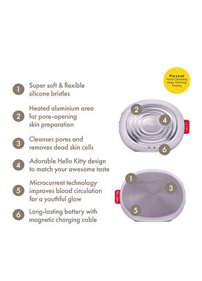Geske Sonic Thermo Facial Brush Mor 5'i 1 Arada Yüz Fırçası Cilt Temizleme Cihazı   - 8