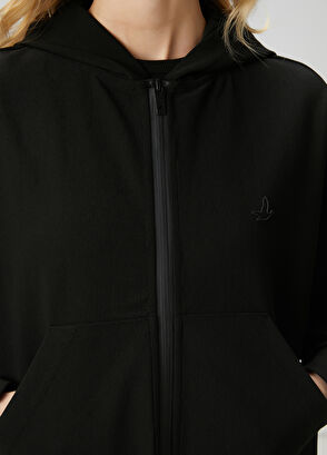 Beymen Club Siyah Kapüşonlu Fermuarlı Sweatshirt - 6