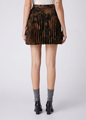 Beymen Club Camel Japanese Pattern Pleated Mini Skirt - 4