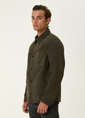 Beymen Club Khaki Shearling Detailed Suede Coat - 3