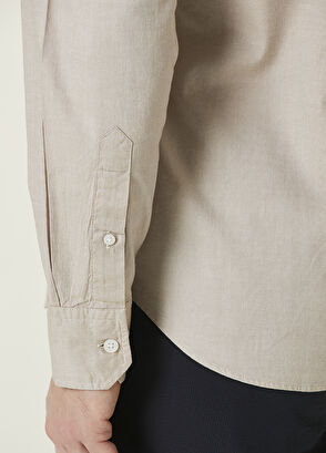 Beymen Club Slim Fit Beige Oxford Shirt - 7