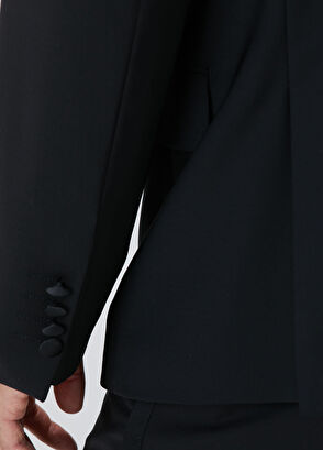 Network Siyah Yün Karışımlı Smokin Takım Elbise - 7