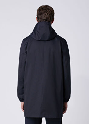 Beymen Club Navy Blue Beige Hooded Reversible Overcoat - 6
