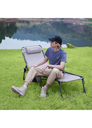 KingCamp Berlin Classic Comfort Lounge Gri 5 Kademeli Katlanır Kamp Şezlong - 7