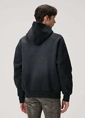 Purple Brand Siyah Kapüşonlu Logo Detaylı Sweatshirt - 4