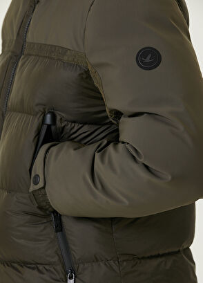 Beymen Club Khaki Hooded Shearling Detailed Puff Coat - 7