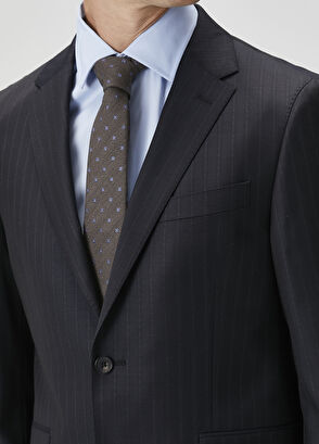 Drop 7 Lacivert Çizgili Yün Takım Elbise - Görsel 9