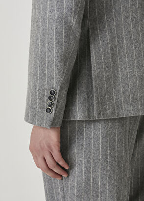 Beymen Club Gri Çizgi Desenli Kruvaze Ceket - 7