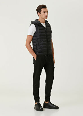 Beymen Club Essential Siyah Kapüşonlu İnce Dolgulu Yelek - 3