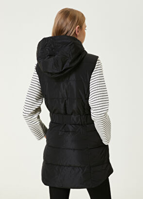 Beymen Club Siyah Kapüşonlu Beli Kilit Kemerli Puff Yelek - 6