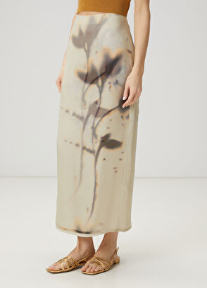 Beymen Club Ekru Çiçekli Maksi Organza Etek - 3