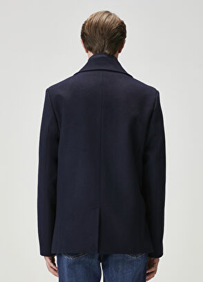 Beymen Club Navy Inner Collar Detail Wool Blend Coat - 5