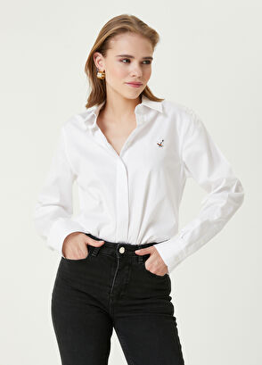 Beymen Club Beyaz Logolu Klasik Poplin Gömlek - 4