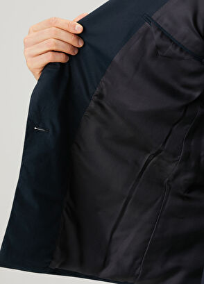 Umit Benan Navy Blue Double-Breasted Jacket - 7