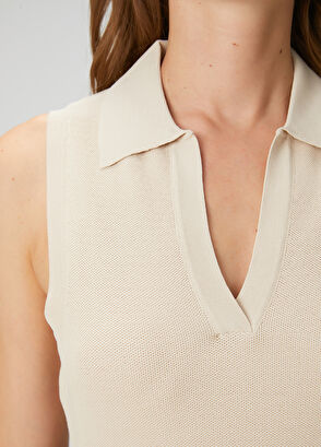 Beymen Club Beige Polo Neck Knit Tank Top - 6