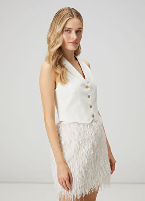 Beymen Club Kırık Beyaz Keten Yelek - 4