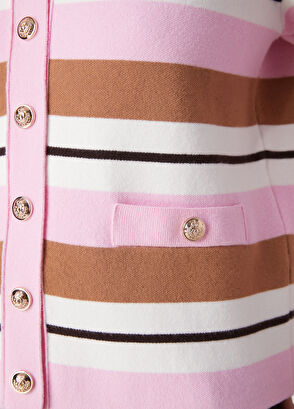 Beymen Club Pink Striped Polo Cardigan - 8