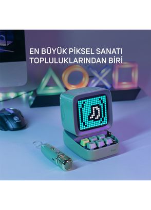 Divoom Ditoo-Mic Yeşil Karaoke Mikrofonlu Uyarlanabilir Piksel Ekranlı Bluetooth Hoparlör - 5