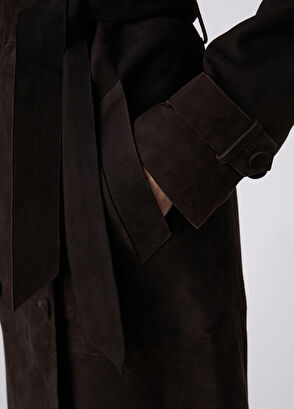 Beymen Club Dark Brown Suede Trench Coat - 9