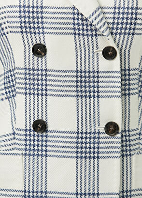 Kiton Mavi Ekose Desenli Yün Ceket - 6