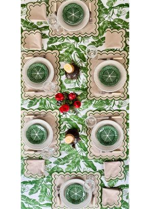 Homes & Seasons Florence Yeşil Bej Amerikan Servis ve Peçete Seti - 7