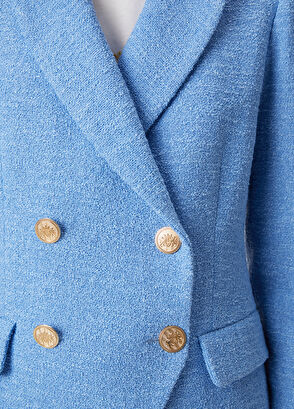 Beymen Club Blue Boucle Fabric Blazer - 7