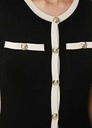 Beymen Club Siyah Ekru Mini Triko Elbise - 6