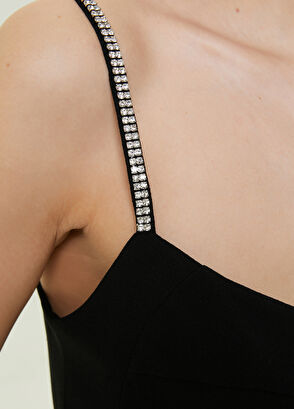 Beymen Club Siyah Taş Askılı Midi Elbise - 5