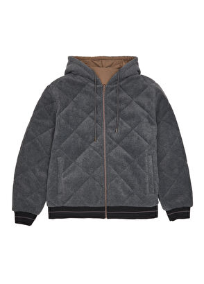 Beymen Club Antrasit Kapüşonlu Çift Taraflı Kapitoneli Mont - 8