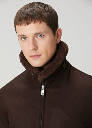 Sandro Kahverengi Yün Aviator Ceket - 5