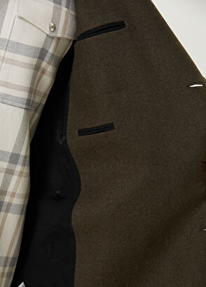 Beymen Club Haki Yakası Shearling Detaylı Yün Kruvaze Palto - 7