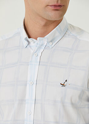 Beymen Club Comfort Fit Blue Check Patterned Shirt - 6