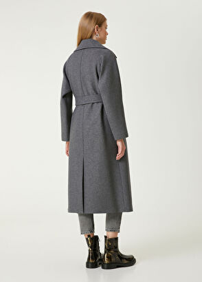 Beymen Club Dark Grey Double-Breasted Wool Coat - 7