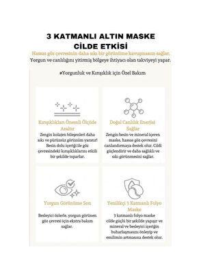 Dermal Gold Flash Foil Eye Mask 3 Katmanlı Altın Göz Altı Torbalarına Karşı Kağıt Göz Maskesi 5'li Set 4 gr - 6