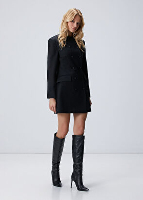 Network Siyah Yün Elbise - 4