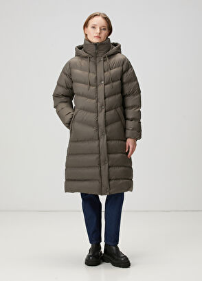 Beymen Club Dark Khaki Hood Long Coat - 4