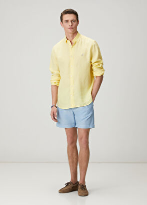 Beymen Club Light Yellow Comfort Fit Linen Shirt - 8